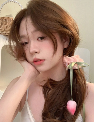 اسکرانچی حریر شاین با آویز گل لاله