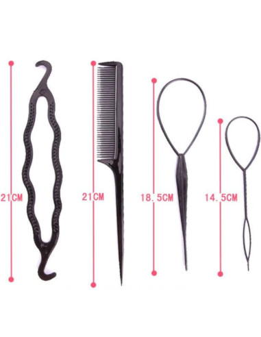 ابزار 4 تکه شینیون یا بامتل پلاستیکی