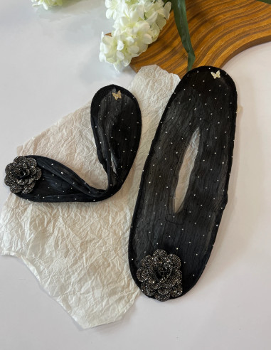 موبند حریر گل رز سواروسکی