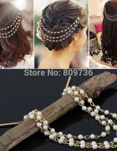 ریسه شینیون سه ردیف مرواریدی