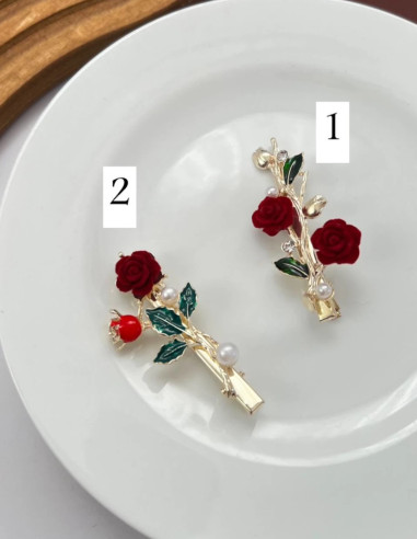 سنجاق /گیره انبری گل رز مخملی