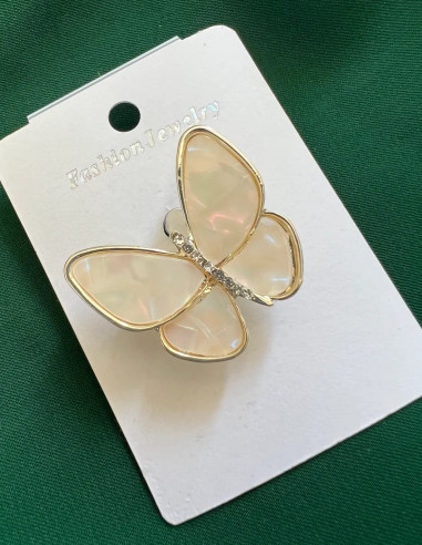 گل سینه پروانه صدفی نگین دار