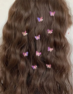 گیره قفلی پروانه صورتی شیشه ای