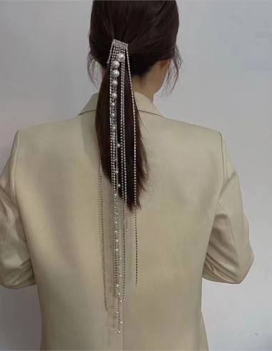 ریسه مو لاکچری ترکیب نگین و مروارید