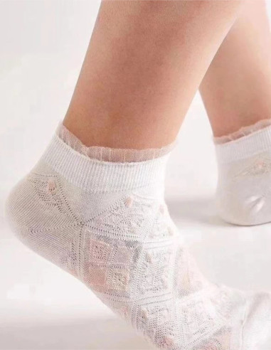 جوراب مچی سفید لبه حریر