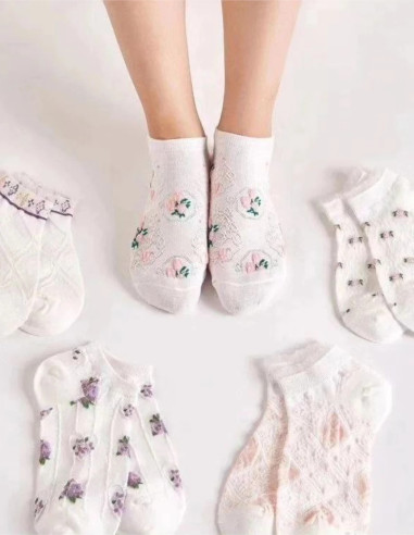 جوراب مچی سفید لبه حریر