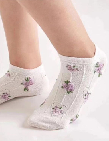 جوراب مچی سفید لبه حریر