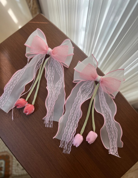 گیره فرانسوی پاپیون حریر لاله