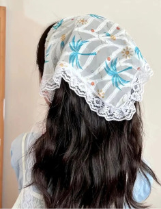 تل اسکارف حریر با دنباله تور 2