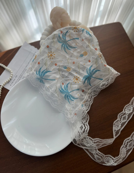 تل اسکارف حریر با دنباله تور