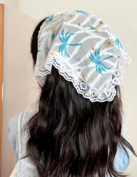 تل اسکارف حریر با دنباله تور