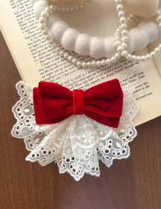 گیره فرانسوی پاپیون مخمل قرمز