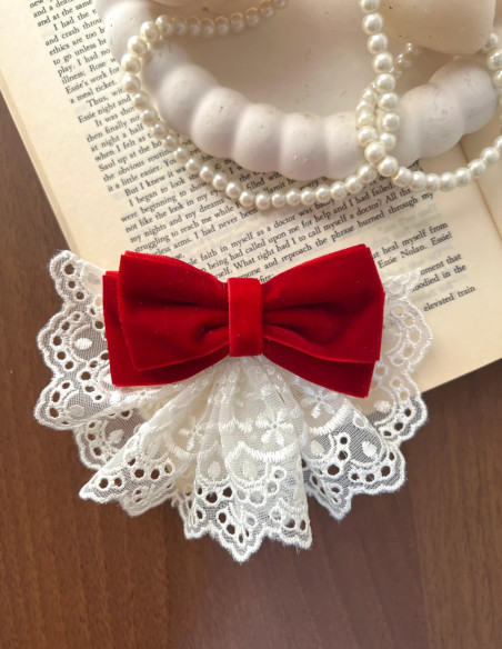 گیره فرانسوی پاپیون مخمل قرمز