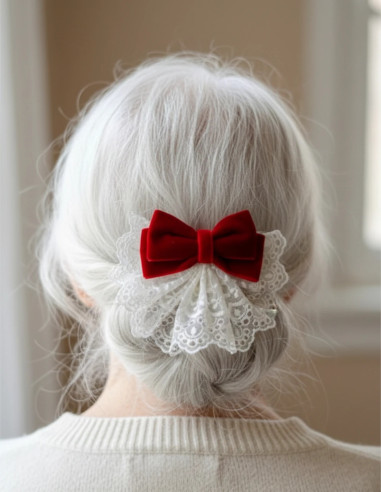 گیره فرانسوی پاپیون مخمل قرمز