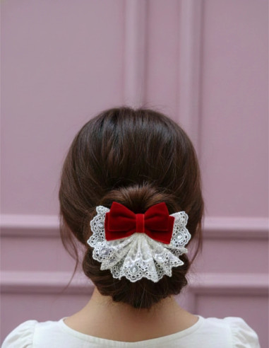 گیره فرانسوی پاپیون مخمل قرمز