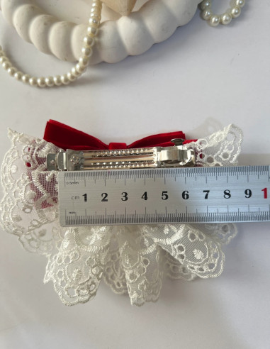 گیره فرانسوی پاپیون مخمل قرمز