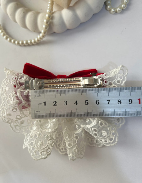 گیره فرانسوی پاپیون مخمل قرمز