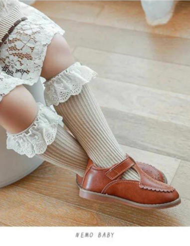 جوراب کبریتی لبه دانتل دخترانه