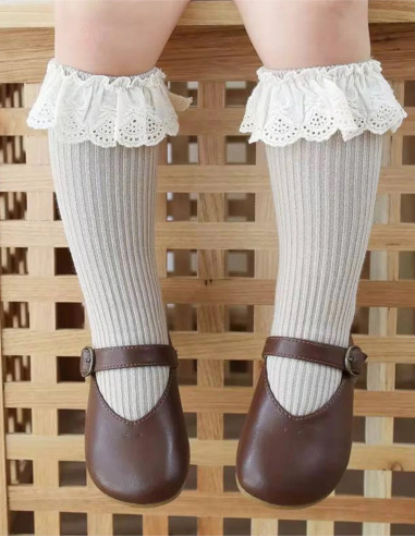 جوراب کبریتی لبه دانتل دخترانه