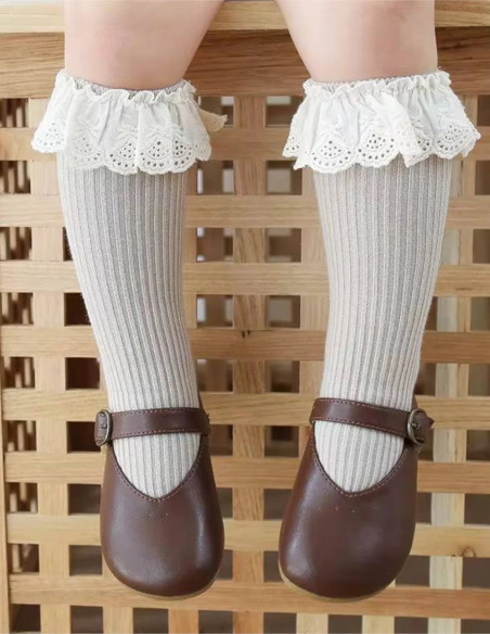 جوراب کبریتی لبه دانتل دخترانه