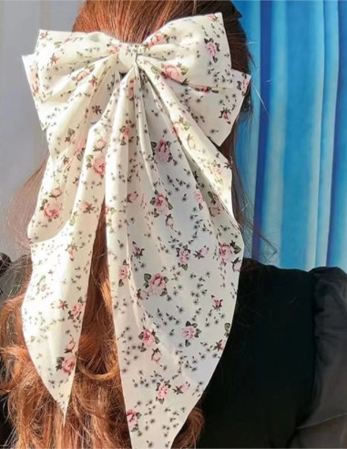 گیره مو پاپیون حریر شکوفه دار