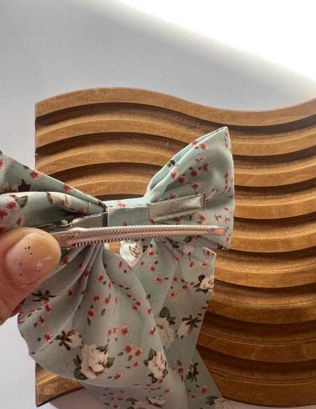 گیره مو پاپیون حریر شکوفه دار