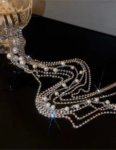 ریسه مو لاکچری ترکیب نگین و مروارید