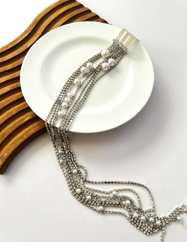 ریسه مو لاکچری ترکیب نگین و مروارید