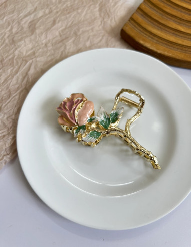 کلیپس رنگ رزینی گل رز صورتی