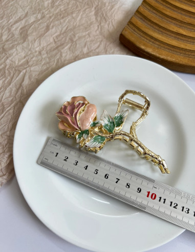 کلیپس رنگ رزینی گل رز صورتی