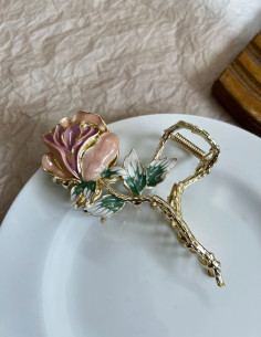 کلیپس رنگ رزینی گل رز صورتی